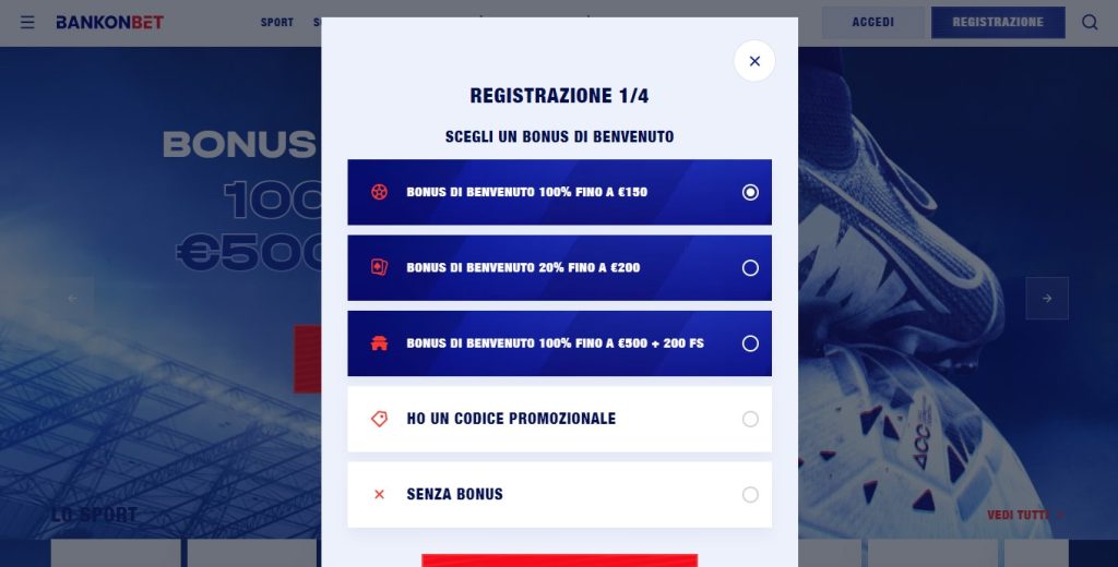 bankonbet registrazione