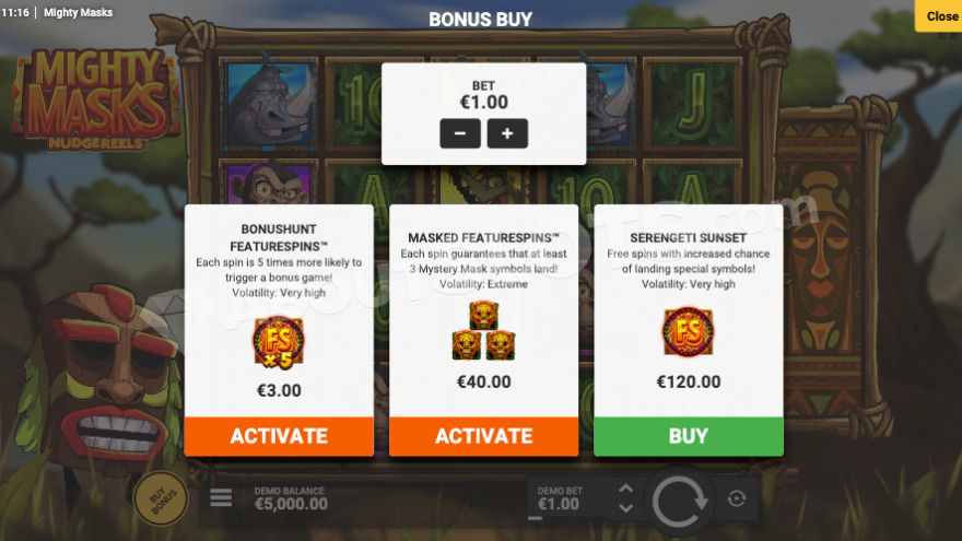 slot Mighty Masks NudgeReels - Acquisto Bonus