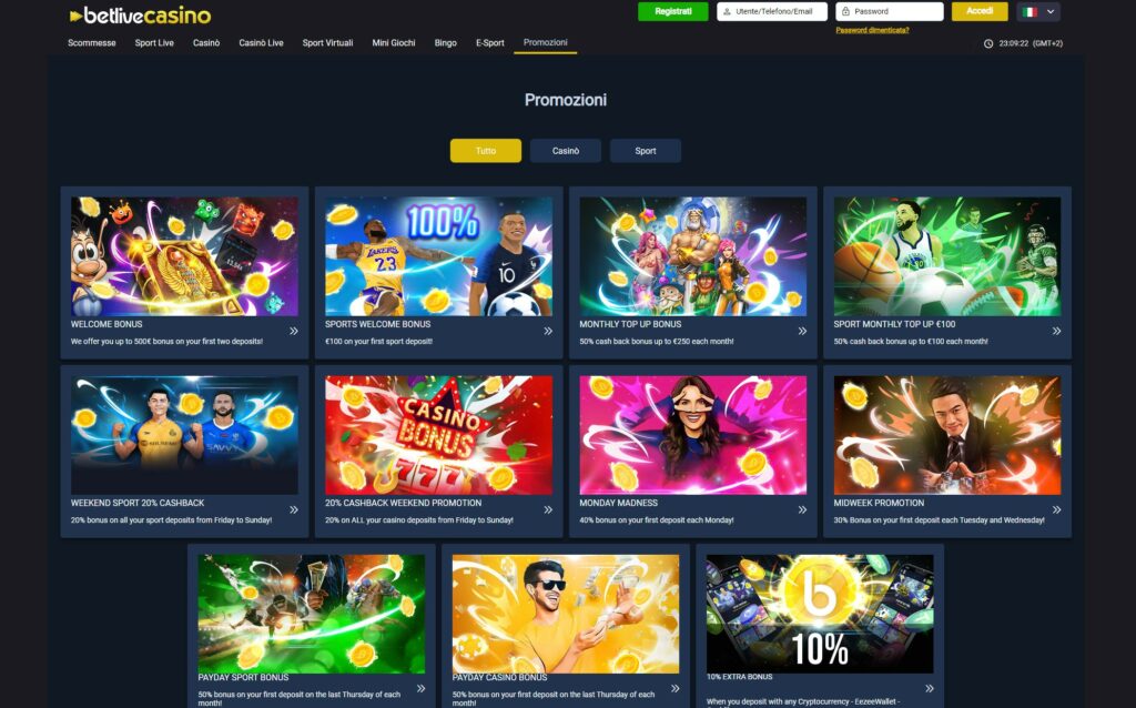 Betlivecasino bonus