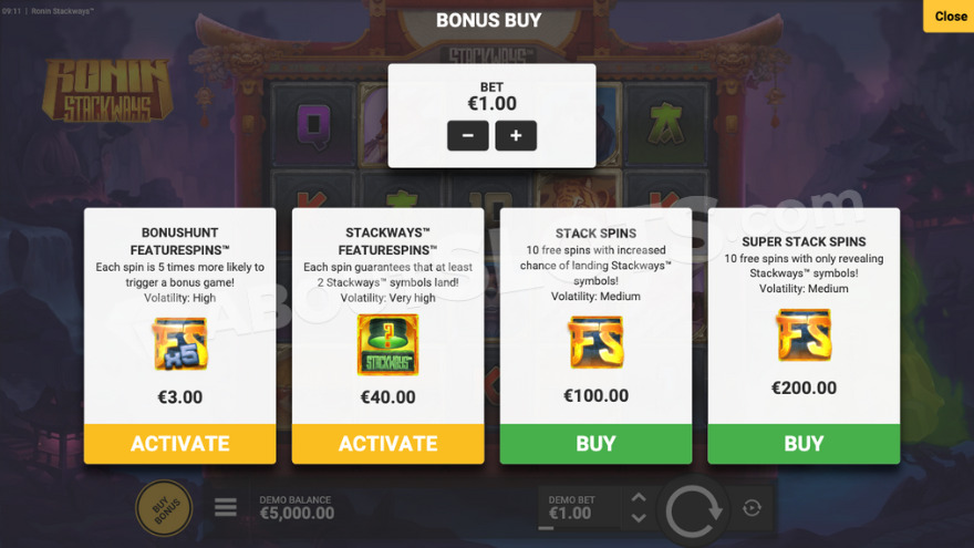 slot Ronin Stackways - Acquisto Bonus