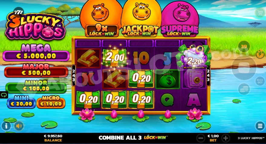slot 3 Lucky Hippos - Raccogli contanti