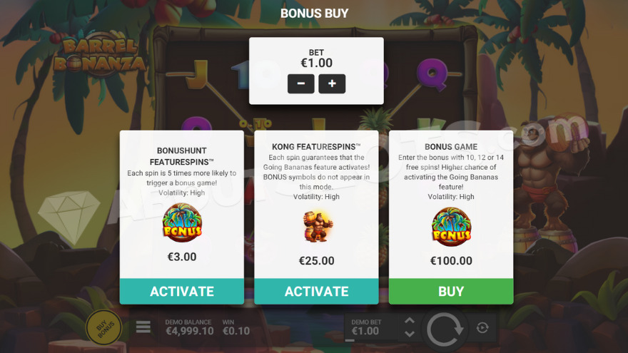 slot Barrel Bonanza - Acquisto funzione