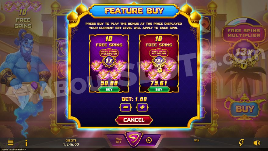 slot Genie's Arabian Riches - Acquisto funzione