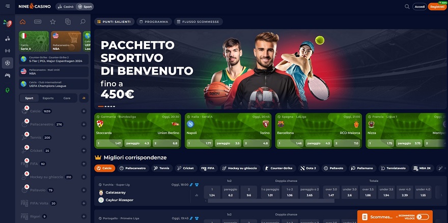 Nine Casino Scommesse sportive