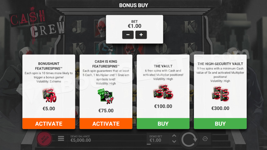 slot Cash Crew - Funzione Acquista