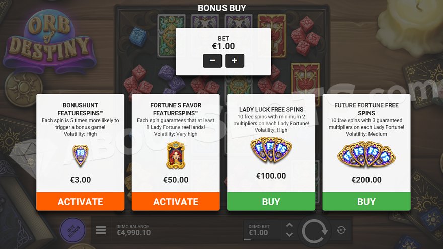 slot Orb of Destiny - Acquista la funzione