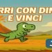 Dino corre davanti a un vulcano in eruzione nel gioco su 31Bet – promozione crash game preistorico