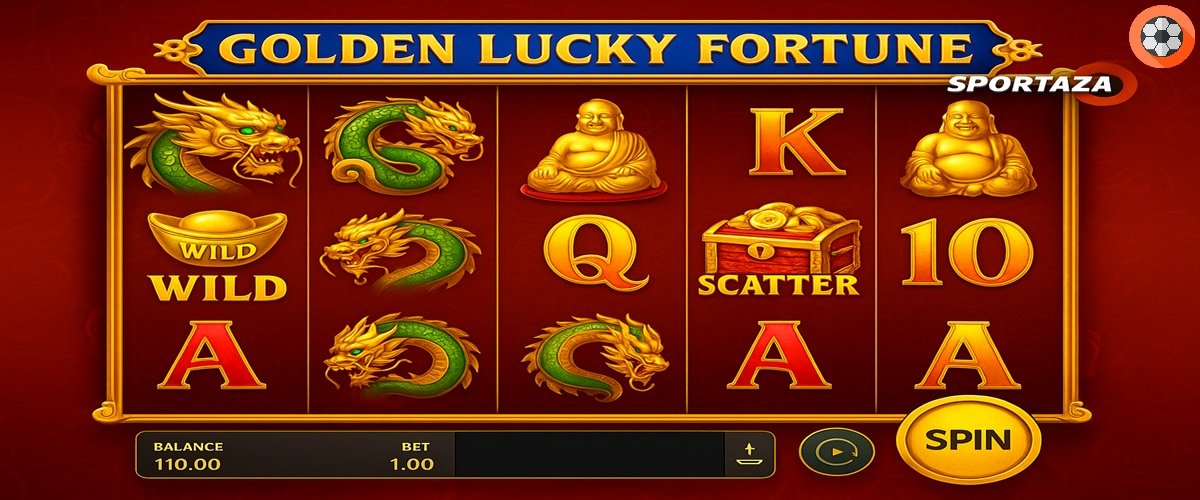 Slot Golden Lucky Fortune su Sportaza con draghi e simboli dorati in gioco