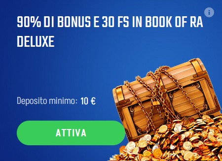 Bonus Winnita 90% e 30 FS su Book of Ra Deluxe – attivazione con deposito minimo di 10 euro