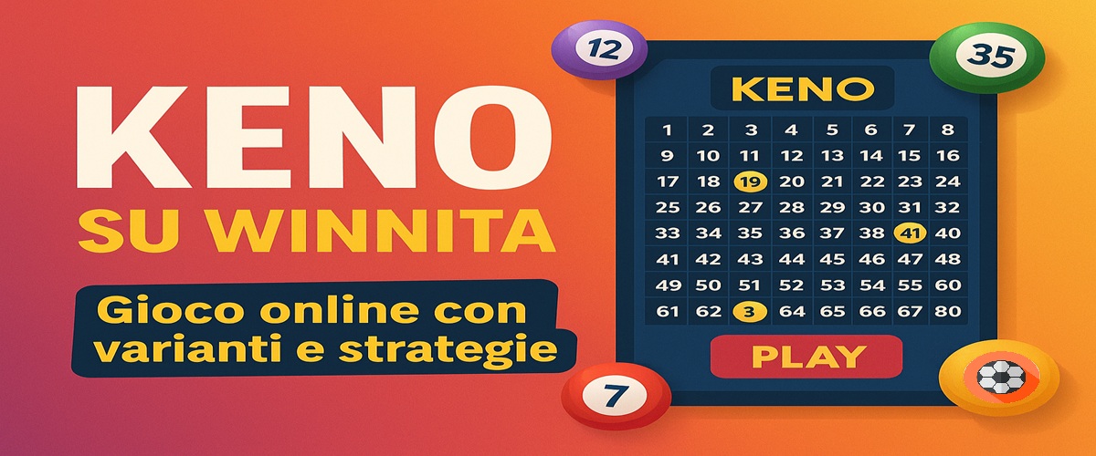 Immagine promozionale Keno su Winnita con griglia numerica e palline colorate