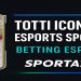 Card Icon di Francesco Totti in EA Sports FC 26 con elementi eSports e logo Sportaza