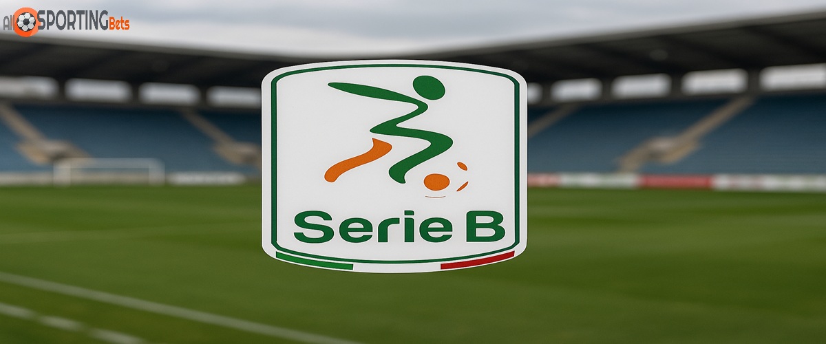 Logo Serie B su sfondo stadio vuoto