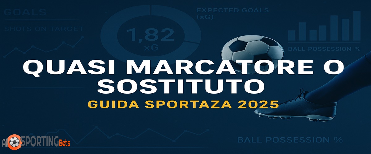 grafica scommessa quasi marcatore o sostituto guida Sportaza con luci da stadio e grafici di tiri