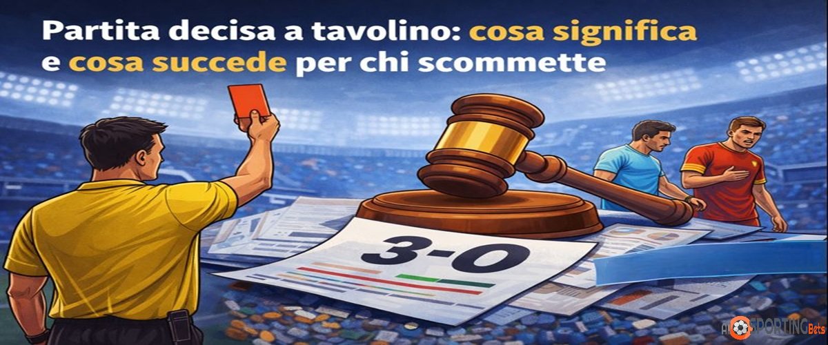 Partita decisa a tavolino nel calcio con verdetto 3-0 e conseguenze sulle scommesse sportive