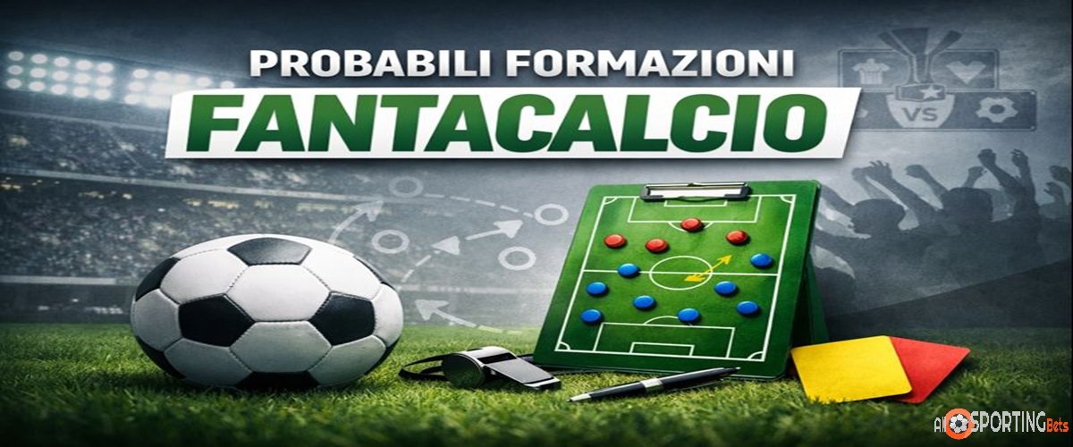 Probabili formazioni Fantacalcio: grafica generica con campo, lavagna tattica e pallone