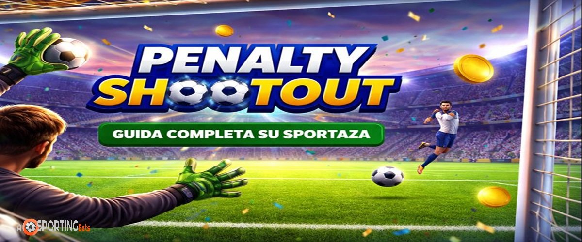 Mini gioco Penalty Shootout su Sportaza con portiere e tiratore in azione