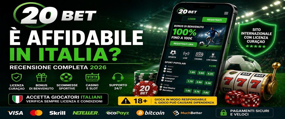 20Bet è affidabile in Italia, recensione 2026 su bonus, scommesse sportive, casino e pagamenti