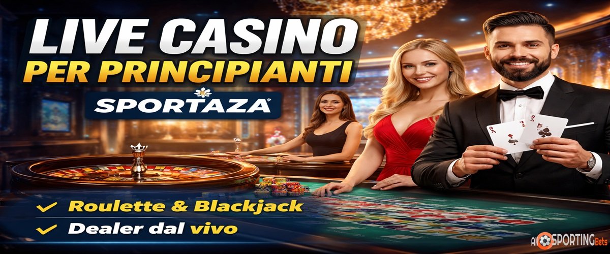 Live casino per principianti su Sportaza con roulette blackjack e dealer dal vivo