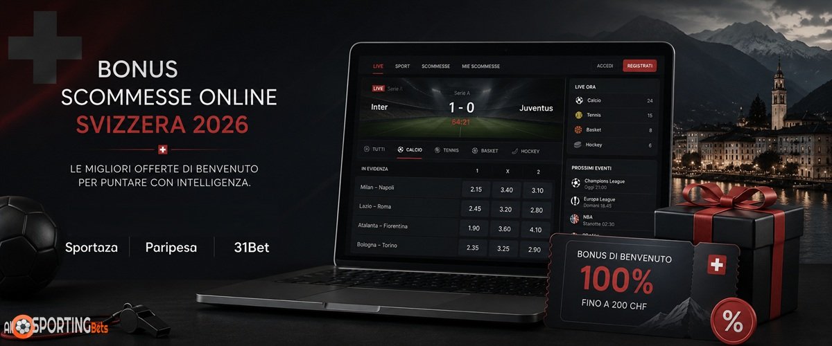 Bonus scommesse online Svizzera 2026 con Sportaza, Paripesa e 31Bet a confronto
