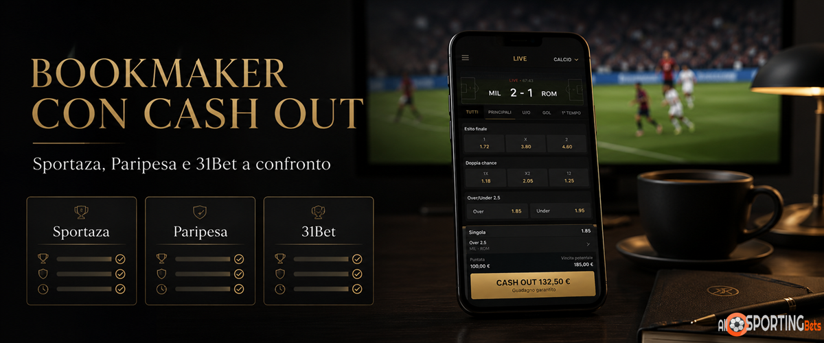 Bookmaker con cash out con confronto tra Sportaza Paripesa e 31Bet su smartphone