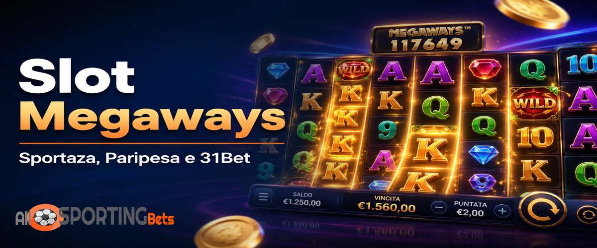 Slot Megaways su Sportaza Paripesa e 31Bet con rulli variabili e logo Allsportingbets