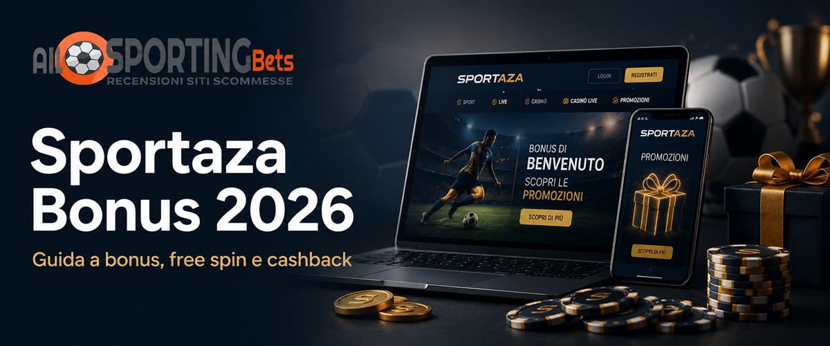 Sportaza Bonus 2026 guida ai bonus, free spin e cashback con logo Allsportingbets