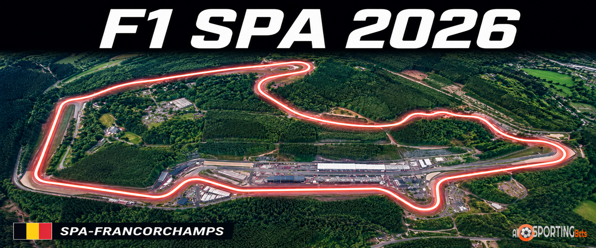 F1 Spa 2026 con circuito di Spa-Francorchamps evidenziato e visto dall’alto