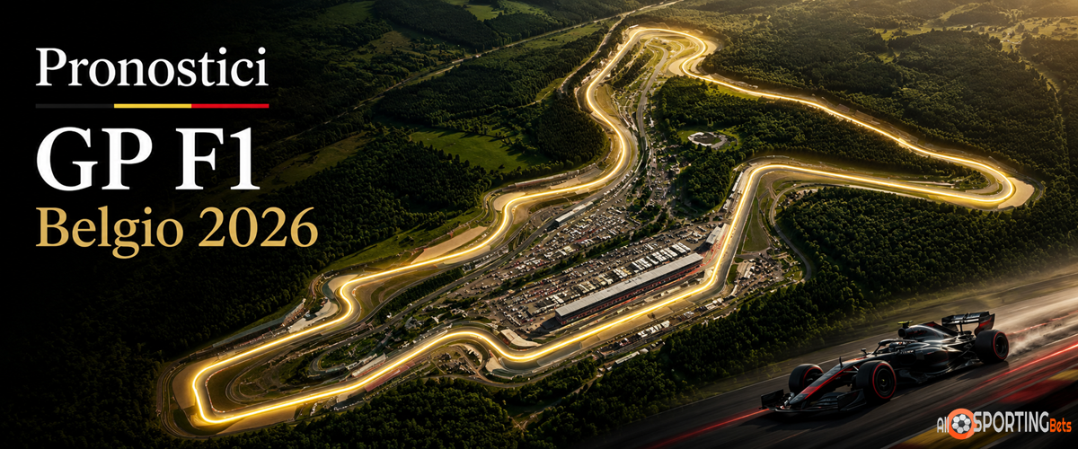 Pronostici GP F1 Belgio 2026 con circuito di Spa-Francorchamps evidenziato visto dall’alto