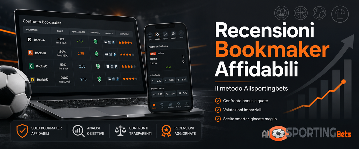 Recensioni bookmaker affidabili Allsportingbets con confronto bonus, quote e valutazioni dei siti scommesse