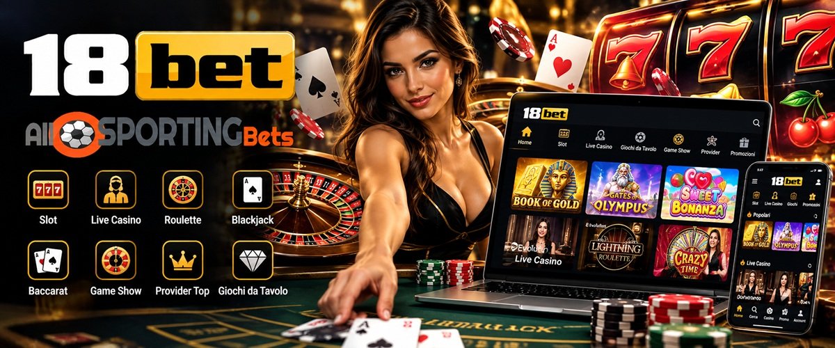 18Bet Casino con slot, live casino, roulette, blackjack e provider di giochi