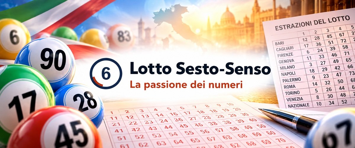 Logo Lotto Sesto-Senso con palline numerate, schedine ed estrazioni del Lotto italiano