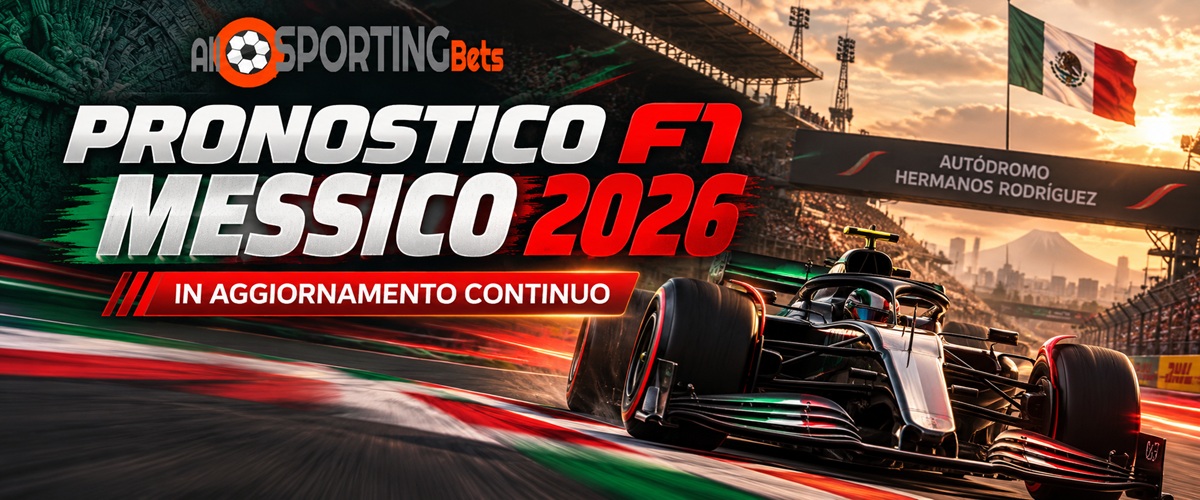 Pronostico F1 Messico 2026 con monoposto in pista e scritta in aggiornamento continuo