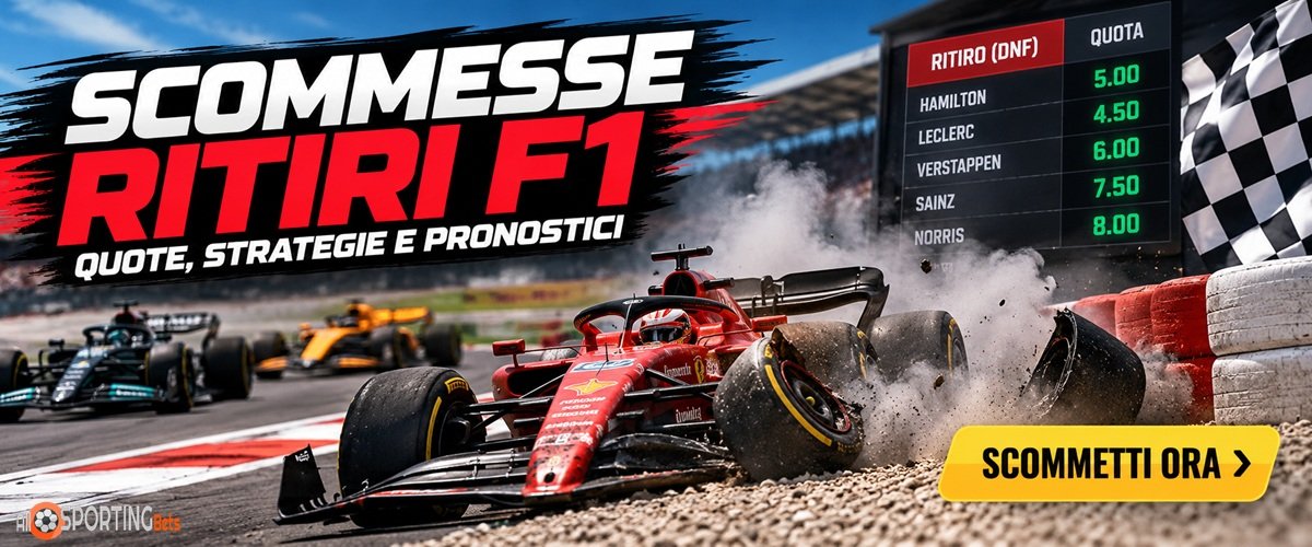 Scommesse ritiri F1: monoposto di Formula 1 fuori pista, quote DNF e pronostici sui piloti